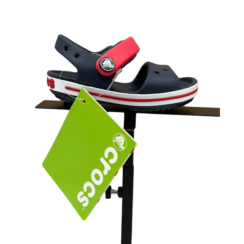 Crocs Crocband Baby Boys Girls Adjustable Sandal Size 4 Navy Red Water Friendly